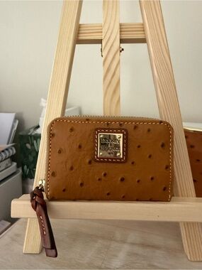 Dooney & Bourke Cognac Faux-Ostrich-Embossed Zip Wallet